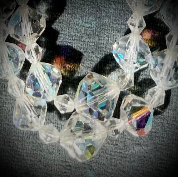 Vintage Crystal Necklace Aurora Borealis 2 Strand… - image 1