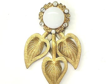 Art Deco Dress Clip Antique Brooch Gold White-wishesantiques