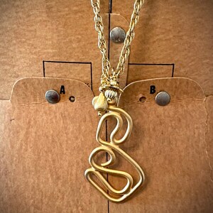 Gold Long Necklace Contemporary Pendant Charms Artisan