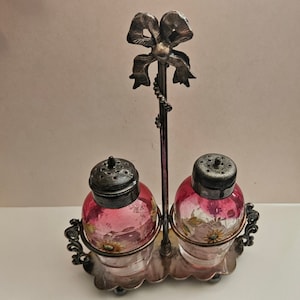 Victorian Cranberry to Clear Painted Shakers
