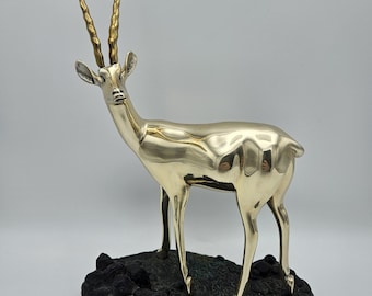 Vintage 13" Tall Silver-Plated Brass Antelope Gazelle