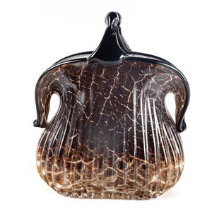 Vintage Murano Style Glass Handbag Purse Sculpture and Vase, Fluted, Beautiful