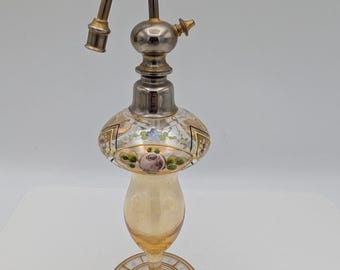 Rare Marcel Franc Perfume Bottle Atomizer Hand-Painted Glass MARFRANC France
