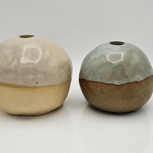 Pair of Handmade Studio Pottery Vases – KTD Ceramics, Bloomington IN – Minimalist Glazed Stoneware