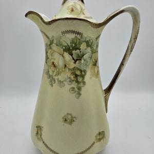 Bavaria Chocolate Pot c. 1910 Pale Green Tall and Stately 9&quot;