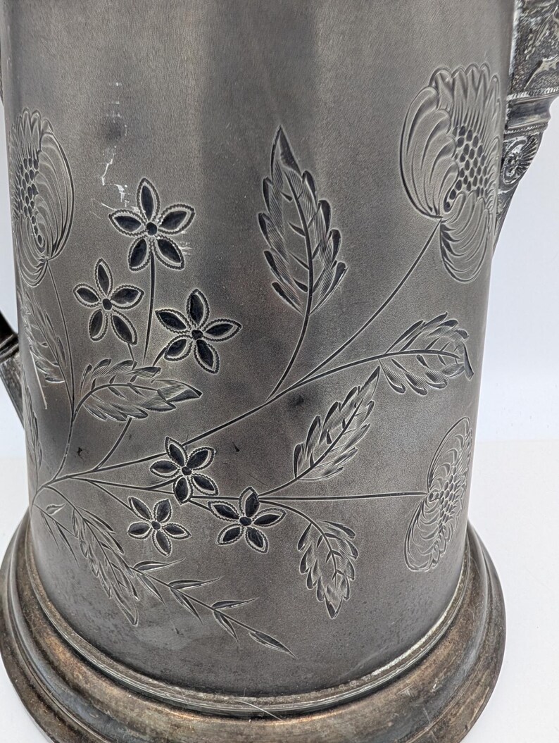 Antique Rockingham Pitcher Antique Victorian Silver Plate Ice Water Pitcher, Aesthetic Movement ...