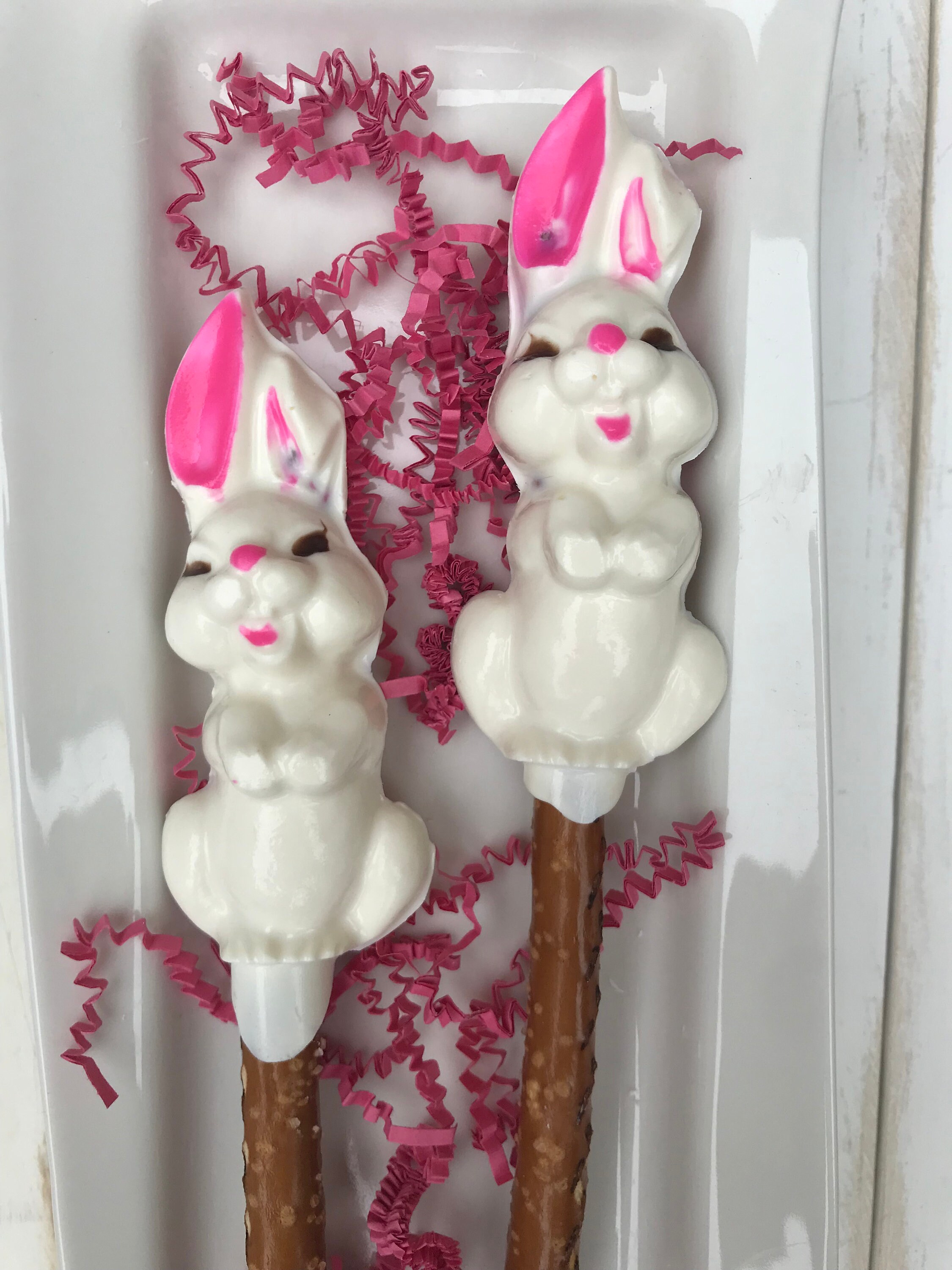 Chocolate Easter Bunny Pretzel Rods Set of 6 Chocolate Rabbit Etsy
