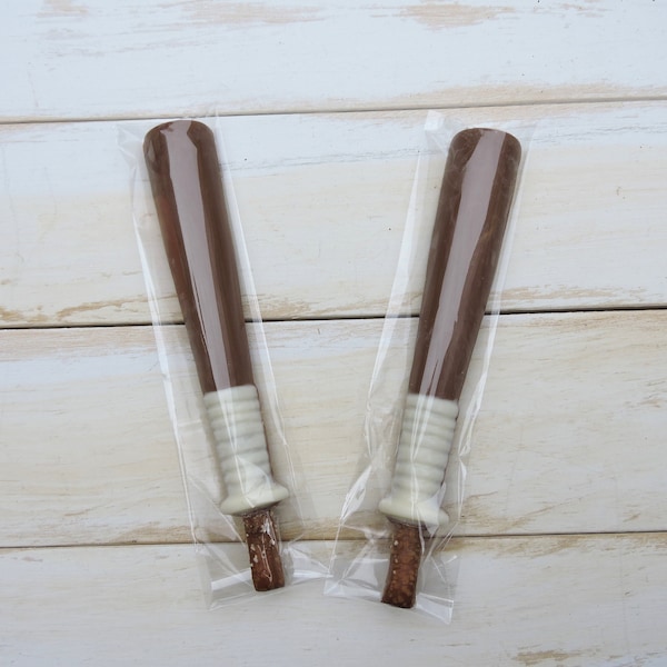 Chocolate Covered Baseball Bat Pretzel Rods, Baseball Lovers Chocolate Pretzels, Set Of Twelve, Fathers Day Gift, Ice Pack Sold Separately