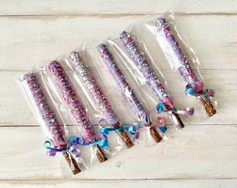 Little Mermaid Chocolate Pretzels, Little Mermaid Theme Party Pretzels, 12 Pretzels