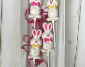 Easter Bunny Chocolate Lollipops, Easter Lollipops , Set of 4