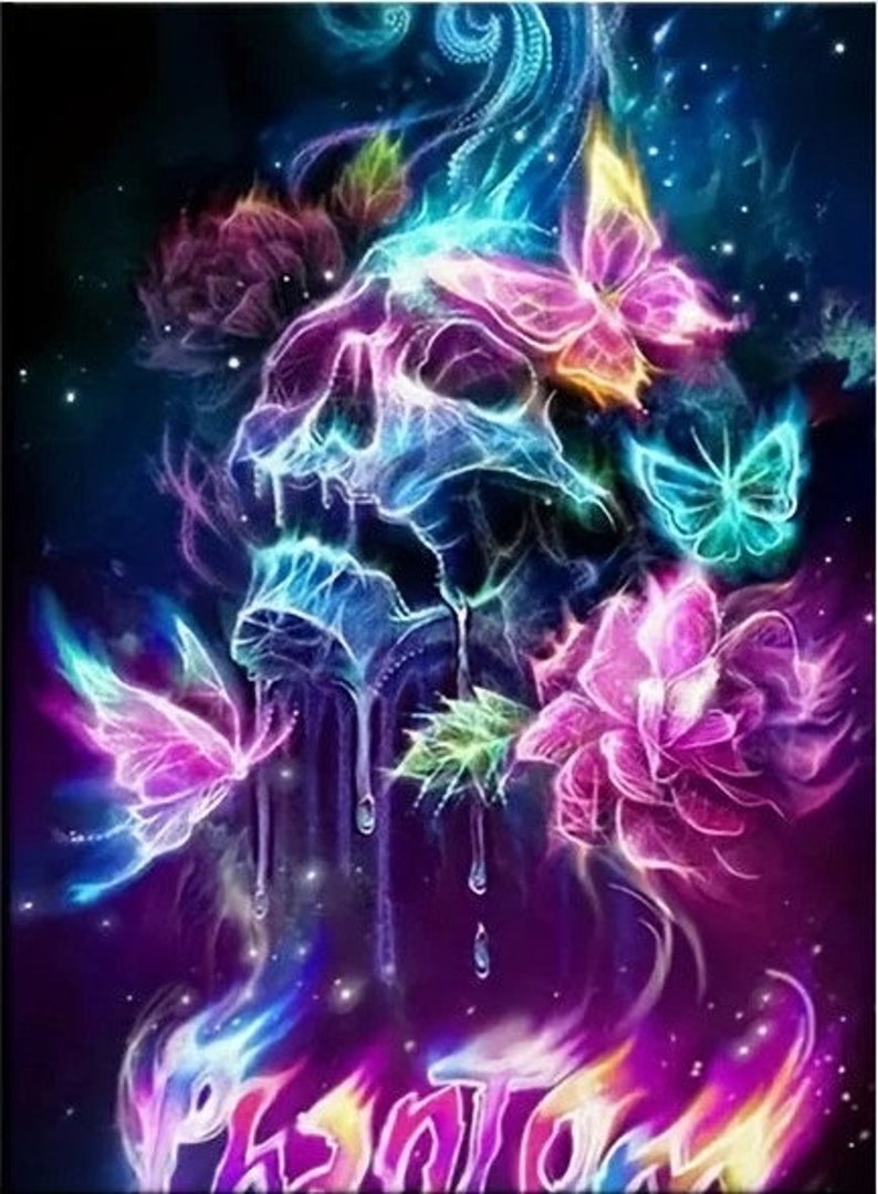 5D Diamond Painting Full Drill Kit Fantasy Skull 20 X Etsy