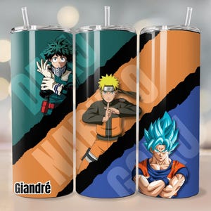 Anime Tumbler: Goku, Deku, Naruto Fan Design