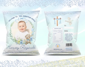 Custom Baptism Chip Bags, Personalized Christening Favors