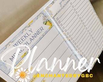 Pianificatore settimanale dei pasti al limone, lista della spesa magnetica