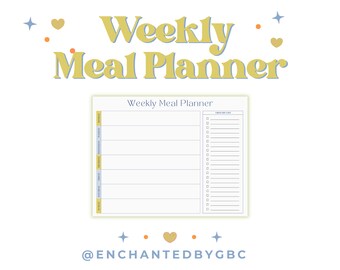 Semplice pianificatore settimanale dei pasti, lista della spesa stampabile (digitale)