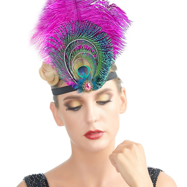 Flapper Headband Red Feathers Costume Accessory main image 0