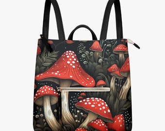 Amanita Mushroom PU Leather Backpack Purse