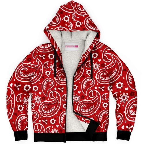 Red Bandana Style Hoodie Men's All Over Bandana Print Etsy