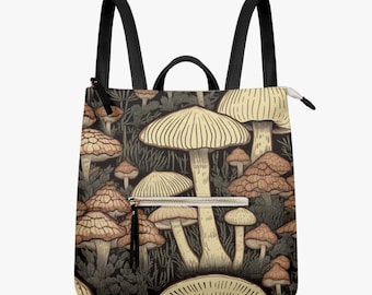 Goth Mushroom PU Leather Backpack Purse