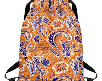Orange and Blue Bandana Drawstring Backpack