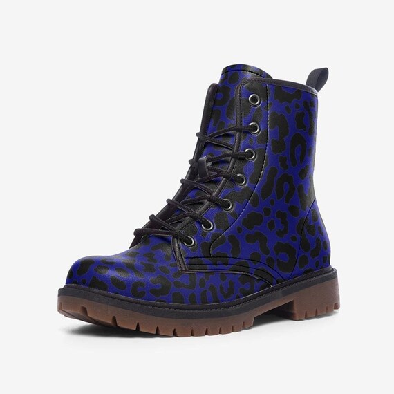 Blue leopard print boots hotsell