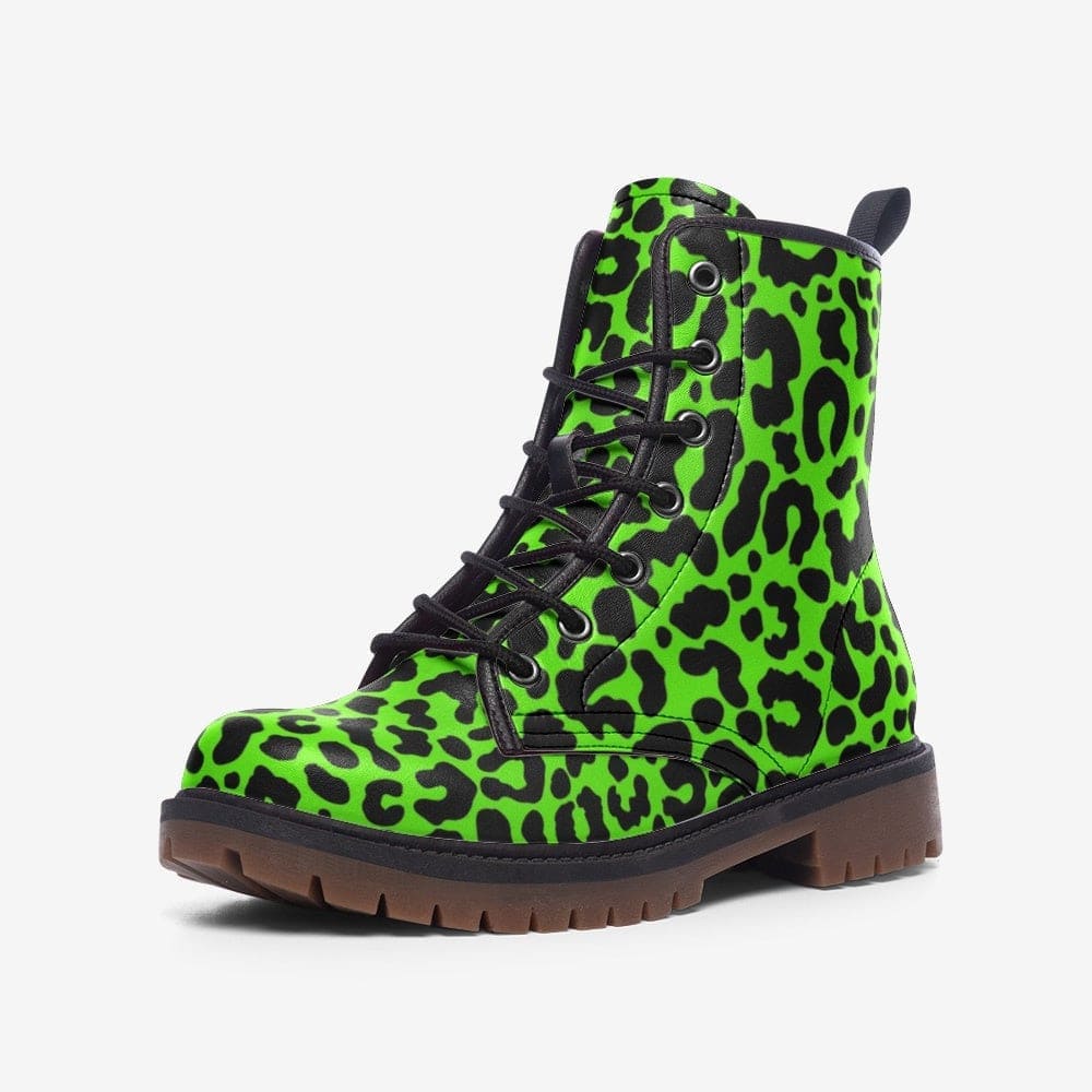 Bright Green Leopard Print Vegan Leather Lightweight Boots MT Etsy