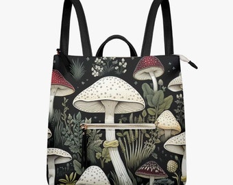 White Amanita PU Leather Backpack Purse