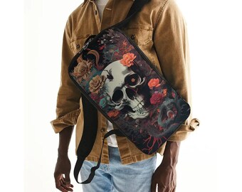 Skull and Flowers Slim Tech Backpack