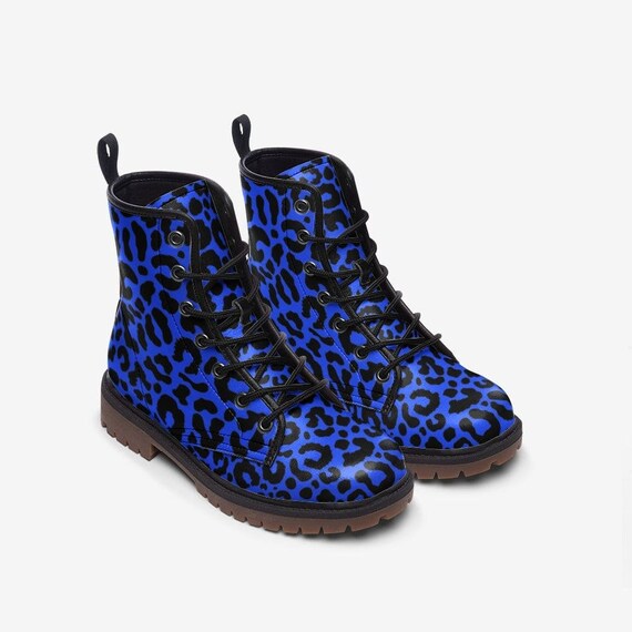 Blue leopard print boots hotsell