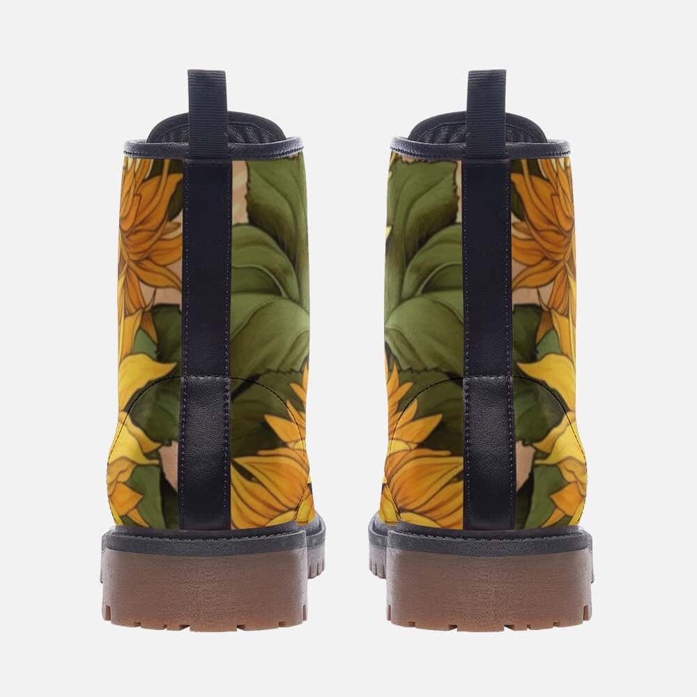 Sunflowers Vegan Leather Boots Etsy Canada