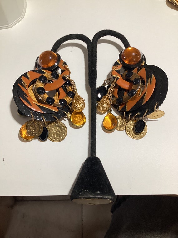 Unsigned large clip back earrings