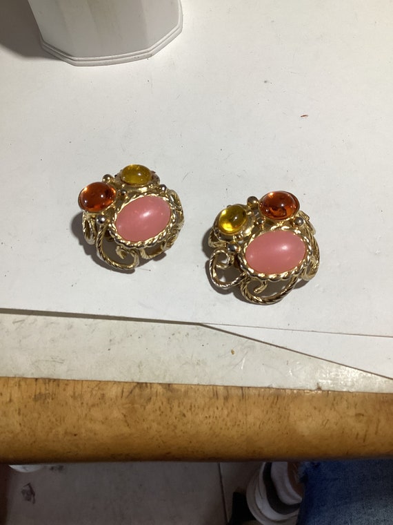 Unsigned large clip on earrings