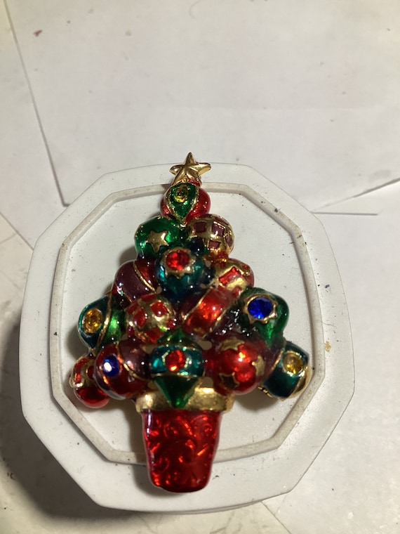 Christmas tree pin signed Christopher Radko