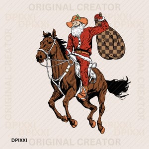 Vintage Giddy Up Jingle Horse Cowboy Santa Christmas Western Instant Digital Download | Trendy Western Design, Western PNG, PNG Downloads