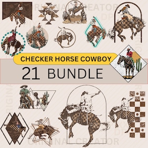 Bundle Checker Horse Cowboy PNG * Western cowboy Bundle, sublimation shirt, Western shirt design print cliparts cowboy sublimation