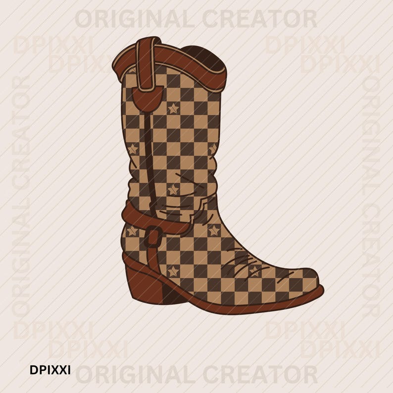 Bundle Checker Boots PNG * Cowgirl Boots, Western Sublimation Design ...