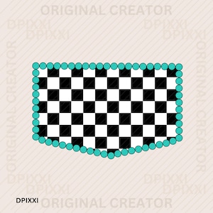 EDITABLE pentagon checker frame png, svg * turquoise frame, frame art, digital frame shapes, turquoise design, frame turquoise checker #343