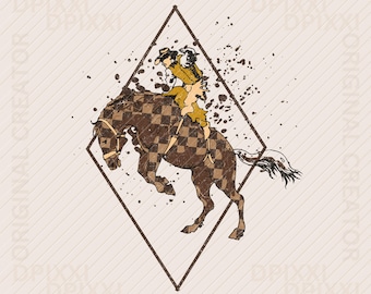 Caballo vaquero a cuadros salpicando PNG * Descarga digital instantánea de vaquero western / Diseños western de moda, archivos PNG western, PNG de camisas de moda