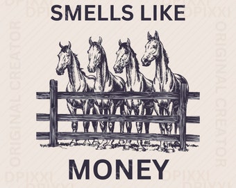 Ruikt naar geld, digitaal png-downloadbestand paard, sublimatieoverdracht #269