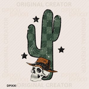 Stay Wild Cowboy Skeleton Checker Cactus Western Instant Digital Download | Trendy Western Design, Western PNG, Trendy PNG Download