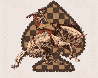 Retro Rodeo Western Png, Cowboy mit Karodruck, Western PNG, Png-Datei, Sofort-Download, Shirt-Design, Boho-Design, Original Schöpfer