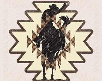 Shadow Cowboy Aztec PNG, Western PNG, Aztec PNG, Vintage Rodeo Sublimation, Western Sublimation, Cowboy Png Retro Western Png, Grunge design