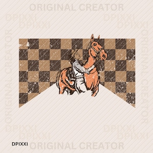 Love Horse Cowgirl Checker PNG * Clipart | Retro Cowgirl Graphics | Vintage Cowgirl PNG | Retro Cowboy Sublimation | Retro Cowboy Clipart