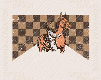 Love Horse Cowgirl Checker PNG * Clipart | Retro Cowgirl Graphics | Vintage Cowgirl PNG | Retro Cowboy Sublimation | Retro Cowboy Clipart