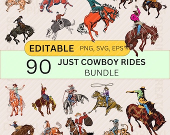 EDITIERBARE Bundle Cowboy Fahrt png, svg, eps * Western png, Bundle, Cowboy Sublimation Designs, Western Sublimation, Png Clipart, Cowboy Pferd