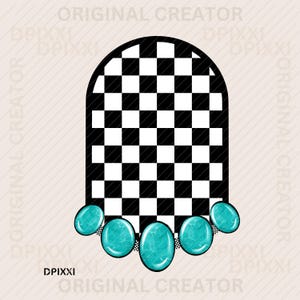 Turquoise Checker Digital Frame Printable png * Shape PNG Digital Download Western Design Turquoise Conchos Sublimation Design #409