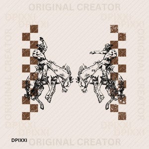 Two Cowboy Mirror png * Checker Cowboy Western Instant Digital Download Trendy Western Designs, Western PNG files, Trendy Shirt PNG Download