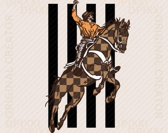 Chocolate Brown Checker Horse Cowboy PNG * Let's Ride Western Bucking Western Sublimation, Cowboy Rodeo Western Graphic, Shirt Design #140
