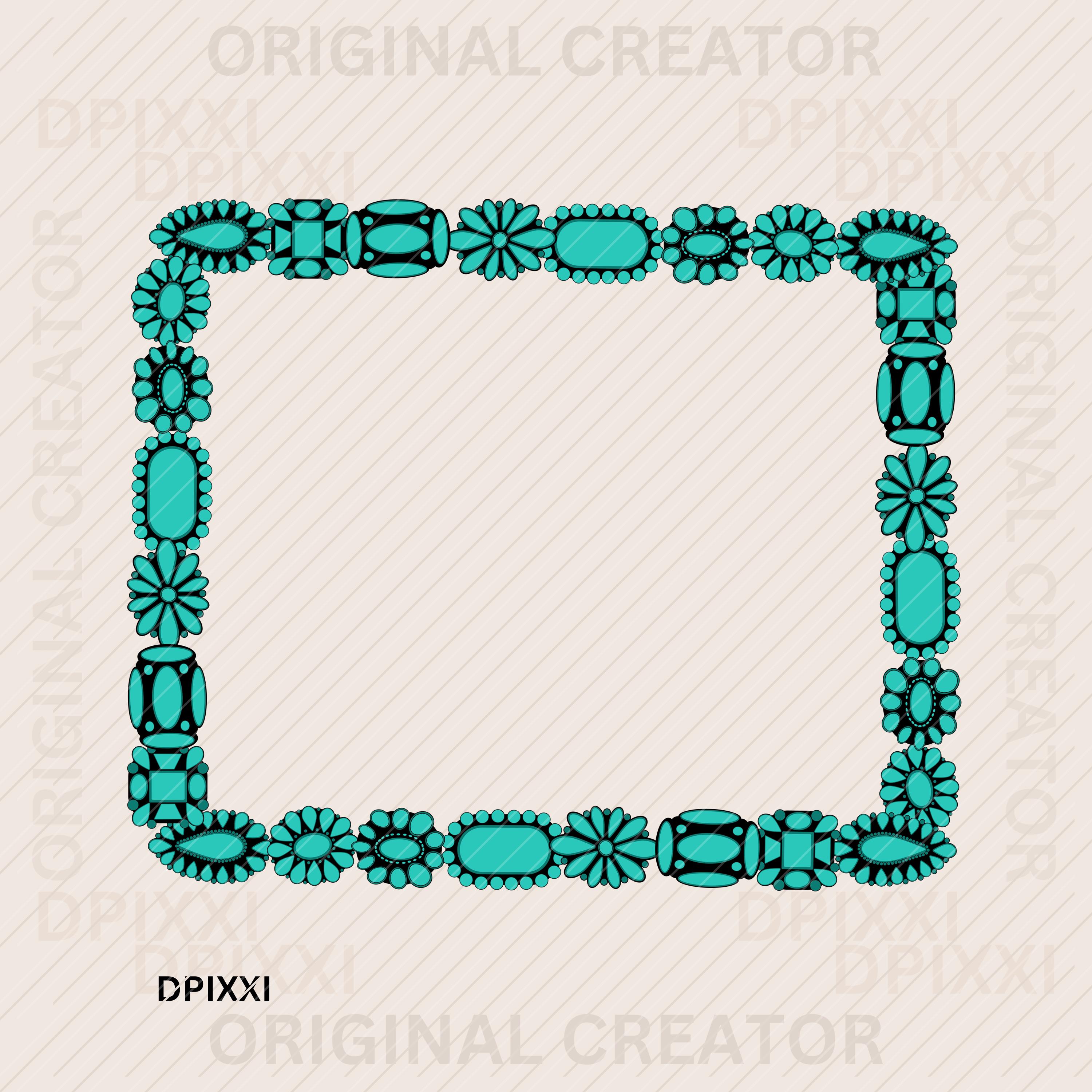Square Turquoise Frame Png * Turquoise Checker Shape PNG Digital ...