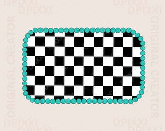 EDITABLE rectangle checker frame png, svg * turquoise frame rectangle, frame art digital frame turquoise design frame turquoise checker